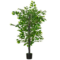 HOMCOM - Arbre artificiel ficus 4,5 pi avec feuilles réalistes pour intérieur - vert-Beau design de ficus artificiel. Convient pour l'intérieur toute l'année 