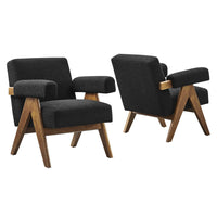 Modway - Lyra Tissu Boucle Fauteuil - Noir - Ensemble de 2-Conception ergonomique pour le confort
