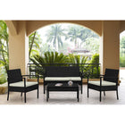 Manhattan Comfort - Ensemble de conversation moderne Noli pour patio, 4 personnes, avec table basse - noir et crème - ensemble de 4-Dimensions de la chaise : 59 cm longueur, 59 cm profondeur, 71 cm hauteur