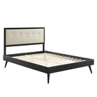 Modway - Willow Bois Lit à plateforme queen avec pieds écartés, Noir beige-Cadre de lit plateforme Queen