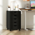 HOMCOM - Caisson de classement avec 5 roulettes et organiseur de rangement - noir-Design minimaliste aux lignes épurées, s’harmonise avec une décoration contemporaine ou moderne à la maison ou au bureau 

