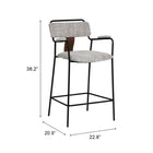Zuo - Couva Tabouret de comptoir - Gris Tweed - Ensemble de 2-7