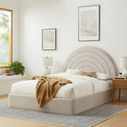 Modway - Solana Arqué Performance Velvet Lit plateforme Queen, Amande-Tête de lit en arc