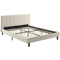 Modway - Linnea Lit plein, Beige-Cadre de lit à plateforme avec tête de lit