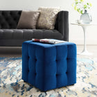 Modway - Contour Cube à touffes Performance Velvet Ottoman - Marine-Sellerie en velours en polyester