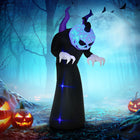 Outsunny - Fantôme gonflable d'Halloween de 7 pieds avec cornes - décoration de jardin - étanche - noir-Des lumières LED et une flamme bleue créent un effet effrayant, sinistre et accrocheur 