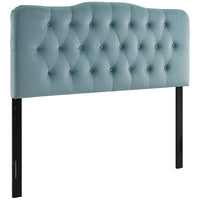 Modway - Annabel Touffe de diamant Performance Velvet Tête de lit Queen, Bleu clair-Luxueuse tête de lit reine moderne