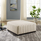 Modway - Conjure Chenal Touffé Tissu rembourré Ottoman - Noir beige-Accents de cornemuse français