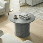 HOMCOM - Table basse ronde avec base à colonnes à lattes - gris-La construction en MDF et en acier supporte jusqu'à 22 lb en toute sécurité