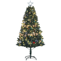 HOMCOM - Sapin de Noël artificiel pré-éclairé de 6' avec LED et décorations-Les lumières LED blanc chaud avec contrôleur illuminent les soirées festives 