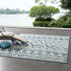 Modway - Reflect Treillis marocains Tamako Diamond et Chevron Tapis intérieur / extérieur 8 pi l x 10 pi L - Ivoire et bleu-Tapis durable d’intérieur et d’extérieur