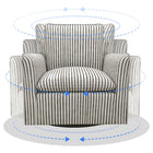 Ebello - Kandyn Fauteuil tonneau pivotant 29,7 po rembourré rayures douces coussin amovible, bleu-7