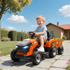 Qaba - Tracteur électrique pour enfants 12V avec remorque et télécommande - orange-Deux modes offrent le contrôle aux enfants ou la télécommande aux parents 