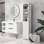 HOMCOM - Armoire de salle de bain haute avec étagères et tiroir - blanc-Le design fin convient aux espaces restreints 