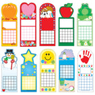 Creative Shapes - Pack saisonnier de tableaux d'incitation personnels, 240 tableaux-Idéal pour le renforcement positif, chaque tableau comporte 25 carrés, beaucoup d'espace pour des objectifs réalisables et peut être utilisé avec des autocollants, des tampons, des stylos et plus encore.