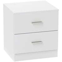 HOMCOM - Table de chevet avec 2 tiroirs - blanc-Le design simple est polyvalent et moderne. Convient à de nombreux espaces domestiques ! 
