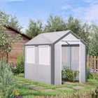Outsunny - Serre de jardin robuste avec entrée piétonne 8 pi x 6 pi x 7,5 pi, blanc-Fabriquée en treillis PE de haute qualité et bien ventilé  

