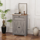 HOMCOM - Buffet de style ferme 23,6 po l avec portes de grange et tiroir - gris vieilli-Une étagère réglable vous offre la flexibilité de personnaliser les compartiments de rangement 