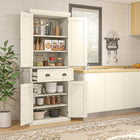 HOMCOM - Armoire de cuisine autoportante 72 po avec tiroir - blanc crème-Trois étagères réglables avec un espace de 1,25 po pour un rangement flexible 