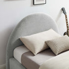 Modway - Resort Tissu rembourré Lit jumeau rond voûté, Tissage à bruyère gris clair-Tissu tissé en bruyère tissé
