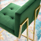 Modway - Privy Acier inoxydable doré Performance Velvet Tabouret de bar - Émeraude d’or-Base géométrique en acier inoxydable doré