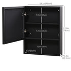Kleankin - Armoire de salle de bain murale avec miroir et étagères de rangement - noir-Porte miroir pour se voir facilement lors de la préparation 