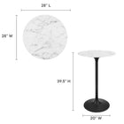 Modway - Lippa Rond de 28 po Faux marbre Bar Table, Noir Blanc-Table en marbre artificiel