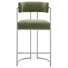 Modway - Huron Dos courbé Tissu et métal Tabouret de comptoir - Feuille d’argent-7