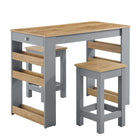 Modway - Galley 3 pièces Îlot de cuisine et ensemble de tabouret, Gris chêne-Ensemble d’îlot de cuisine moderne