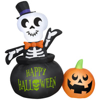 GEMMY - Squelette gonflable d'Halloween dans un chaudron - 122 cm-S'illumine grâce à une lumière LED brillante et économe en énergie