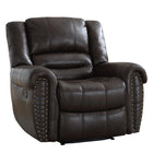 Ebello - Chemika Fauteuil inclinable manuel grand format classique de 40,9 po avec rembourrage ultra-doux et clous décoratifs, brun foncé-Cadre combinant bois massif et bois manufacturé offrant une base robuste