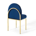 Modway - Isla Chenal Touffé Performance Velvet Fauteuil d’appoint de salle à manger - Marine d’or-Capacité de poids de la chaise : 331 lb.
