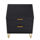 Manhattan Comfort - Dumbo table de chevet moderne, commode et commode haute 5 tiroirs - noir - ensemble de 3-10