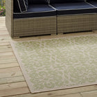 Modway - Ariana Treillis floraux vintage à l’intérieur et à l’extérieur Tapis de comédie 8 pi l x 10 pi L - Vert clair et beige-Dessous en caoutchouc de prise