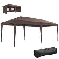 Outsunny - Tente auvent d'extérieur pliante 10 pi l x 20 pi L avec sac de transport - Café-Ce chapiteau pliant offre une ombre rapide avec une couverture spacieuse de 10 po x 20 po