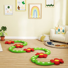 Qaba - Barres d’équilibre et pierres de marche pour enfants - vert - ensemble de 13-Jeu amusant de poutre d’équilibre stimulant l’imagination et les capacités de résolution de problèmes 
