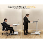 Mount-It! - Poste de travail informatique mobile assis-debout - blanc-Passez sans effort de la position assise à la position debout grâce à un réglage en hauteur de 35 cm et profitez d'une journée de travail plus saine et plus active