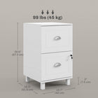 HOMCOM - Classeur à 2 tiroirs pour documents format lettre/A4, verrouillable avec barres de suspension - blanc-Finition couleur unie et poignées argentées pour un look contemporain 
