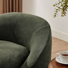 Modway - Sadie Slipcover Mélange de lin Chaise d’accent ronde - Sauge-Soutien à ressort