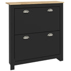 HOMCOM - Armoire à chaussures de couloir avec 2 tiroirs rabattables pour 12 paires - noir-Vous pouvez ranger jusqu'à 12 paires de chaussures (pointure homme CA 11,5) dans deux tiroirs basculants 