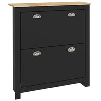HOMCOM - Armoire à chaussures de couloir avec 2 tiroirs rabattables pour 12 paires - noir-Vous pouvez ranger jusqu'à 12 paires de chaussures (pointure homme CA 11,5) dans deux tiroirs basculants 