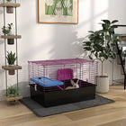 PawHut - Cage pour lapin, cochon d’Inde, furet, rat, hamster 28 po L - noir-Grande porte avant pour un accès, un nettoyage et un entretien faciles 