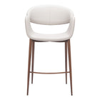 Zuo - Limay Tabouret de comptoir - Beige/Noyer-Tissu en faux cuir doux et durable