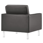 Modway - Loft Touffe Cuir végane Fauteuil - Gris argenté-Capsules de pied non marquées