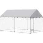 PawHut - Enclos extérieur pour chien avec bols réglables et rotatifs 13,1 pi x 7,5 pi x 7,5 pi-Les tubes en métal galvanisé et le treillis en fil d'acier épais garantissent une solidité durable 