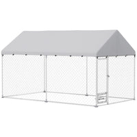 PawHut - Enclos extérieur pour chien avec bols réglables et rotatifs 13,1 pi x 7,5 pi x 7,5 pi-Les tubes en métal galvanisé et le treillis en fil d'acier épais garantissent une solidité durable 