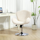 HOMCOM - Chaise de bureau pivotante avec large siège - dossier papillon - blanc crème-Le dossier en forme de papillon et l’assise incurvée améliorent le confort pendant de longues périodes assises 