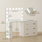 HOMCOM - Coiffeuse avec miroir et 12 lumières led - 46,5 po L x 30,7 po l x 53,1 po H - blanc-La station de recharge intégrée alimente les outils capillaires et les téléphones 