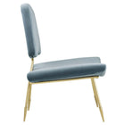 Modway - Ponder Performance Velvet Chaise longue - Bleu de mer-Cadre en acier inoxydable doré