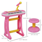 Qaba - Piano jouet pour tout-petits avec tabouret inclus - rose-22 chansons préprogrammées avec fonction lumineuse, un environnement musical parfait pour vos enfants 